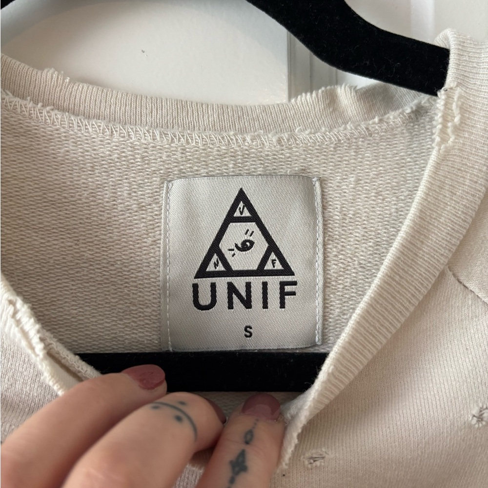 UNIF Cream Sweatshirt with Black Logo - Picture 2 of 6